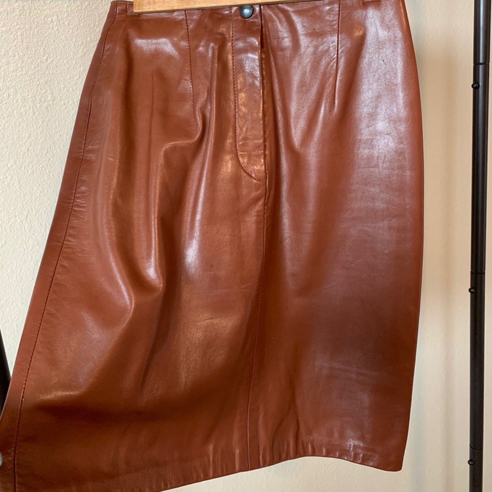 Vintage Ann Taylor cognac leather skirt